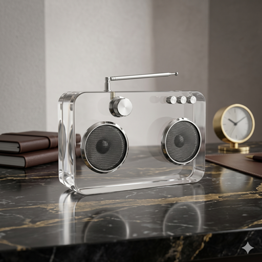 Premium Clear Acrylic Desktop Radio showpiece