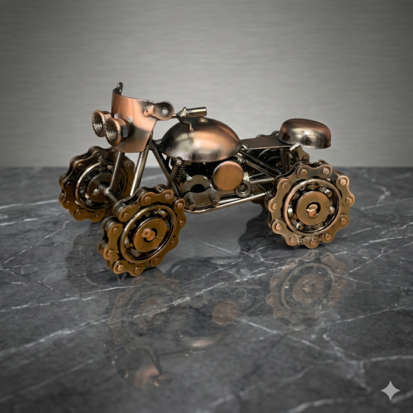 Premium Industrial Steampunk Metal Motorcycle Sculpture (6.5″)