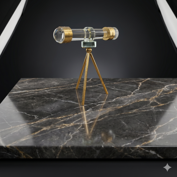 Executive Crystal & Gold Visionary Telescope Sculpture (9.5″)