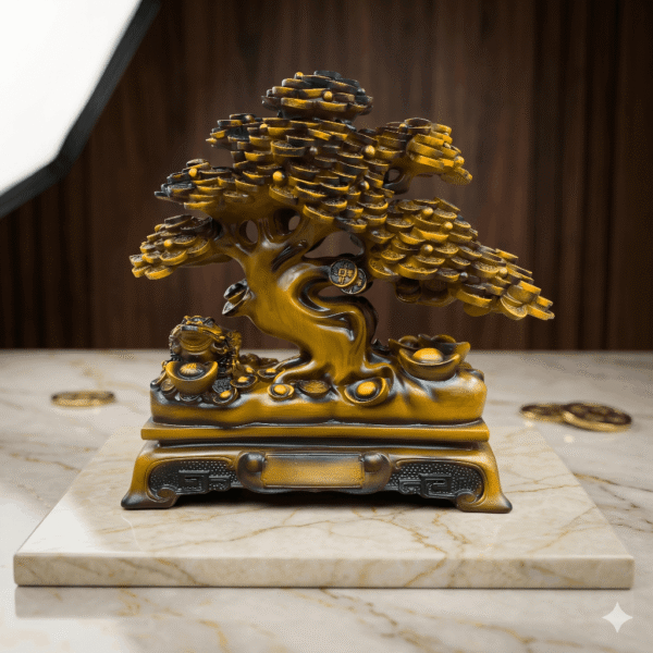 Premium Feng Shui Golden Coin Prosperity Tree Sculpture (16″)