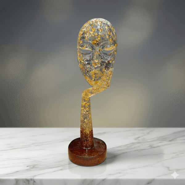 Aura of Reflection – Luxury Gold-Flecked Resin Sculpture