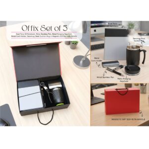 5-piece-executive-gift-hamper-spill-free-duramug-steel-suction-mug-dual-tone-a5-notebook-bamboo-pen-card-holder-keychain-in-magnetic-handle-box