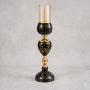 16-royal-black-gold-glass-hurricane-candle-stand-premium-corporate-keepsake-product-description