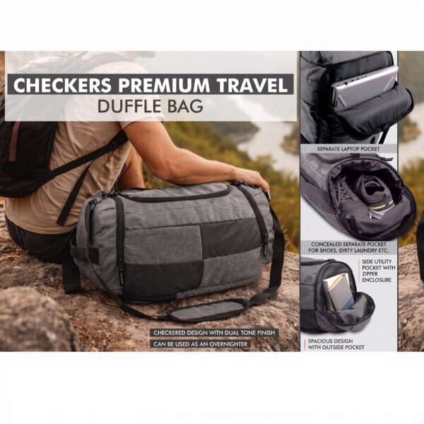 Checkers Premium Travel Duffle Bag – Multi-Compartment Overnight Bag with Laptop Sleeve & Shoe Pocket
