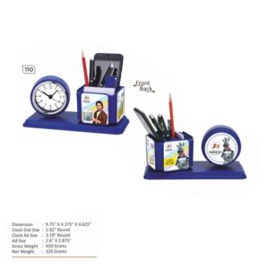 custom-branded-executive-desk-organizer-with-analog-clock-multi-purpose-pen-stand